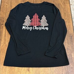 Black Merry Christmas Long Sleeve Shirt Size M